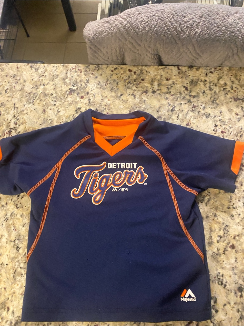 Majestic Navy and Orange Detroit Tigers Kids Shirt